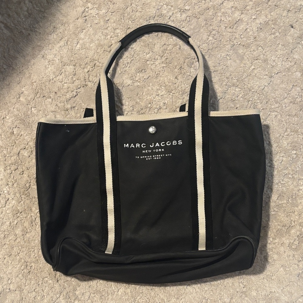 Marc Jacobs Black and Cream Canvas Tote